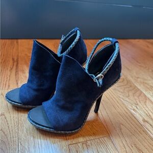 Balenciaga Women’s Navy Open-Toe Suede 11 cm Heel Shoes Size 36.5